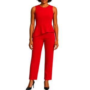 Vince Camuto Orange Red Peplum Jumpsuit Romper
